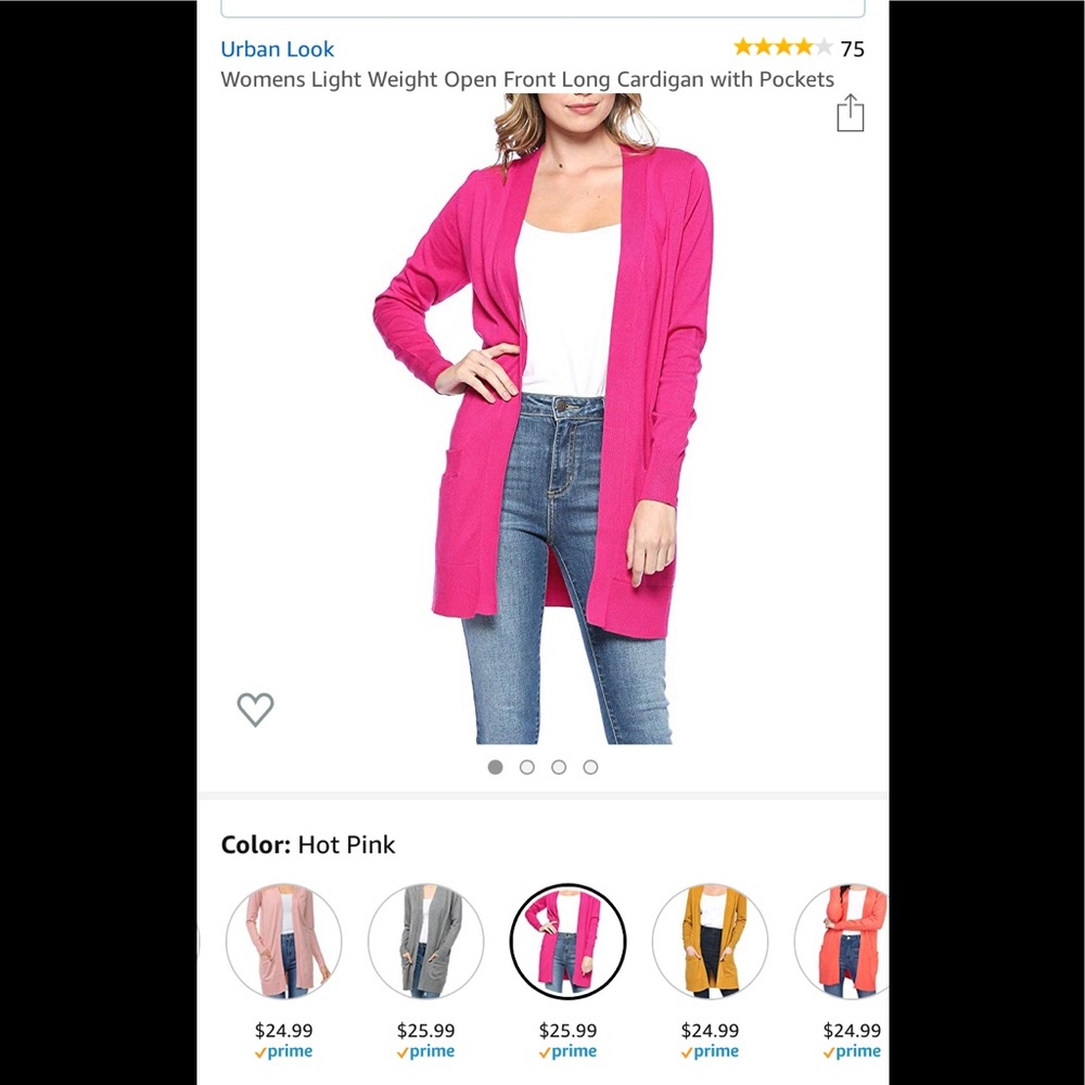 Hot pink cardigan with pockets